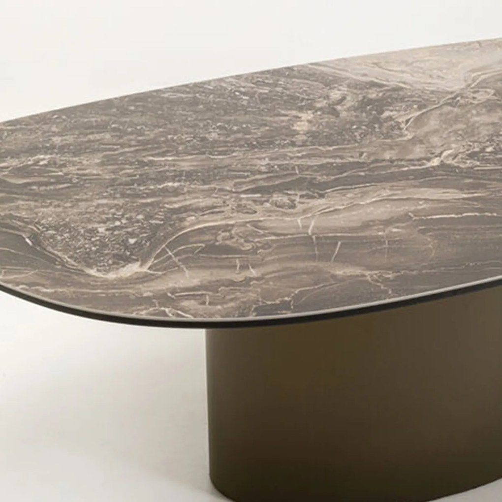 Salontafel Marmerlook Ovaal Bruin - 120 X 60cm.