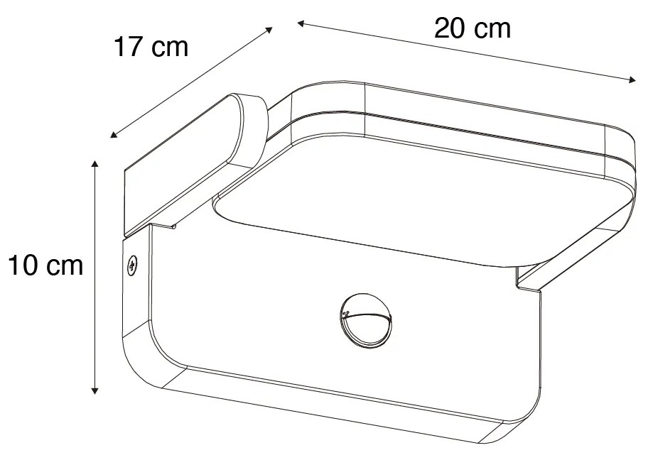 Buiten wandlamp zwart incl. LED verstelbaar met bewegingssensor - Kamile