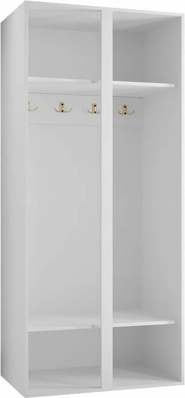 Kledingkast Hartford 397, Zwart, 186x74x44cm, 54 kg, Kledingkast deuren: Met scharnieren, Aantal planken: 2, Aantal planken: 2