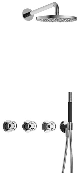Hotbath Cobber IBSW70 Regendoucheset inbouw - 38.5cm wandarm - 20cm ronde hoofddouche - staafhanddouche - chroom IBSW70CR