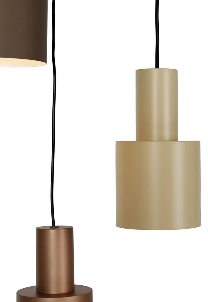 Hanglamp brons met taupe en beige 3-lichts - Ans Modern E27 rond Binnenverlichting Lamp