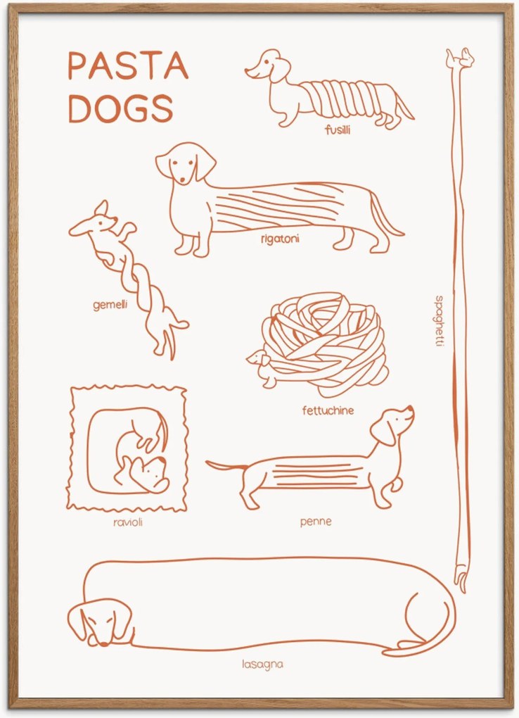 Ingelijste digitale print Pasta Dogs
