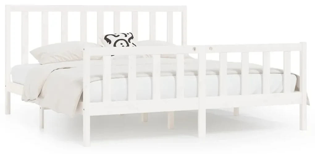 vidaXL Bedframe massief hout wit 200x200 cm