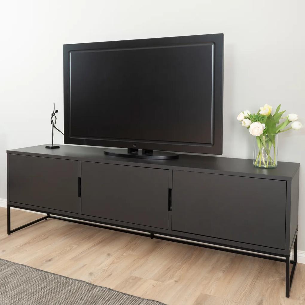 Tenzo Lipp Tv-meubel Met 3 Deuren Zwart - 176.5x43x57cm.