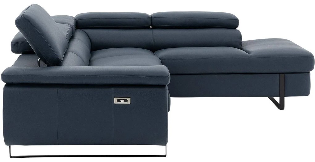 Goossens Excellent Relaxbank Lorenzo Met Verstelbare Hoofdsteunen blauw, leer, modern design