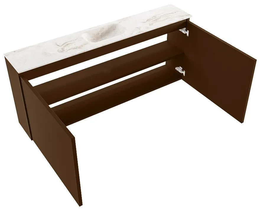 Mondiaz Ture DLux toiletmeubel 120cm rust met wastafel frappe midden zonder kraangat