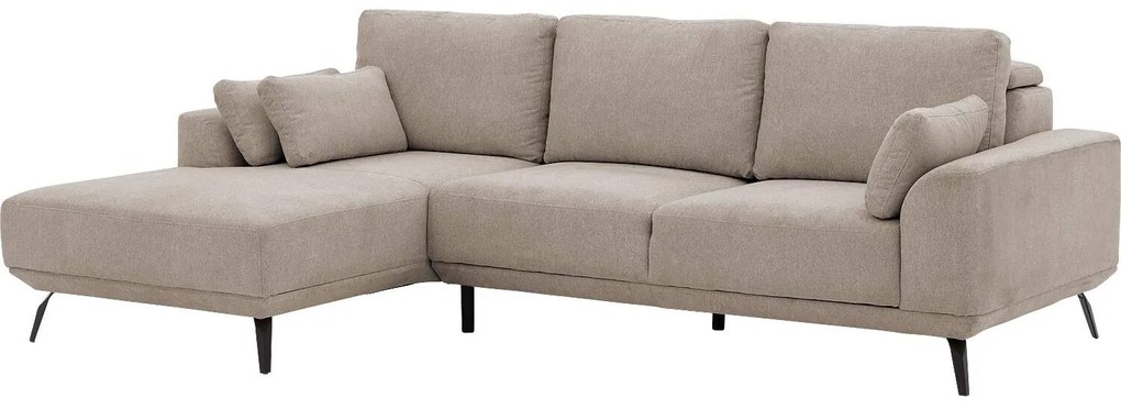Goossens Excellent Bank Princess Met Elektrisch Uitschuifbaar Zitvlak beige, stof, 2,5-zits, elegant chic met chaise longue links