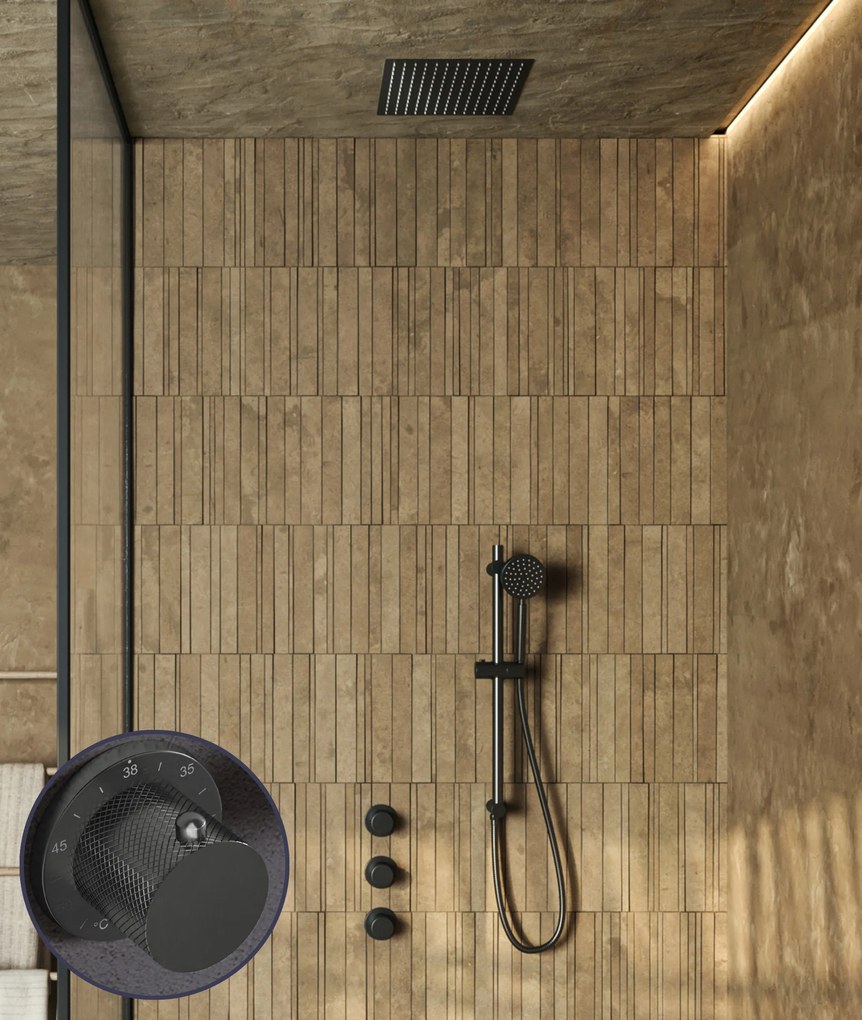 Saniclear Plus Curved inbouw regendouche met inbouw douchekop 30x30cm en glijstang verouderd ijzer - gunmetal
