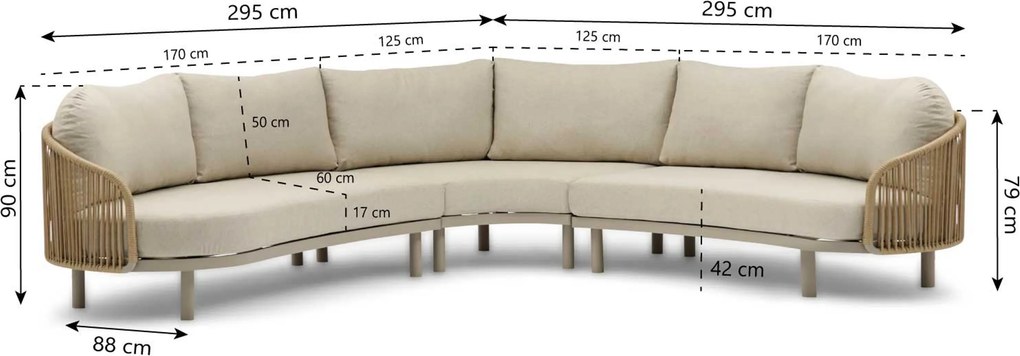 Hoek loungeset 5 personen Rope Zand/Beige Coco Amici