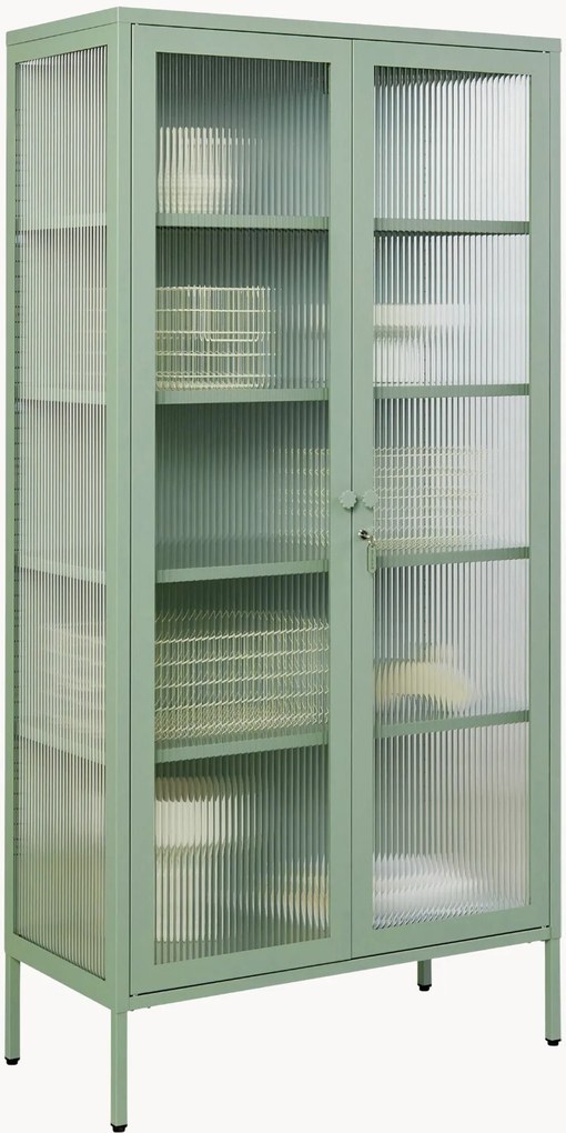 Metalen vitrinekast The Collector met gefacetteerd glas