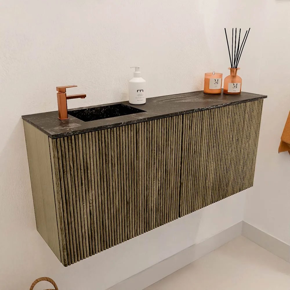 Mondiaz Joya DLux 90cm toiletmeubel dusk met wastafel faye links 1 kraangat lava