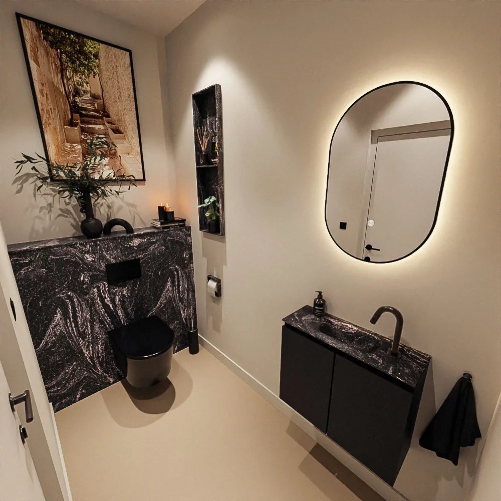 Mondiaz Ture DLux toiletmeubel 60cm urban met wastafel lava midden met kraangat