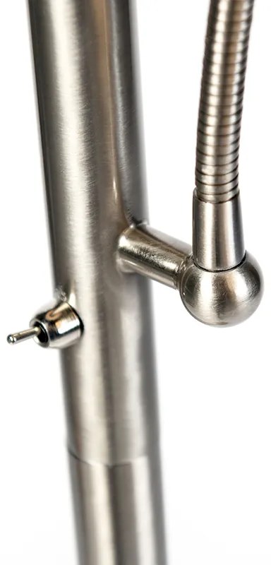 Klassieke vloerlamp staal met witte kap en leeslampje - Retro