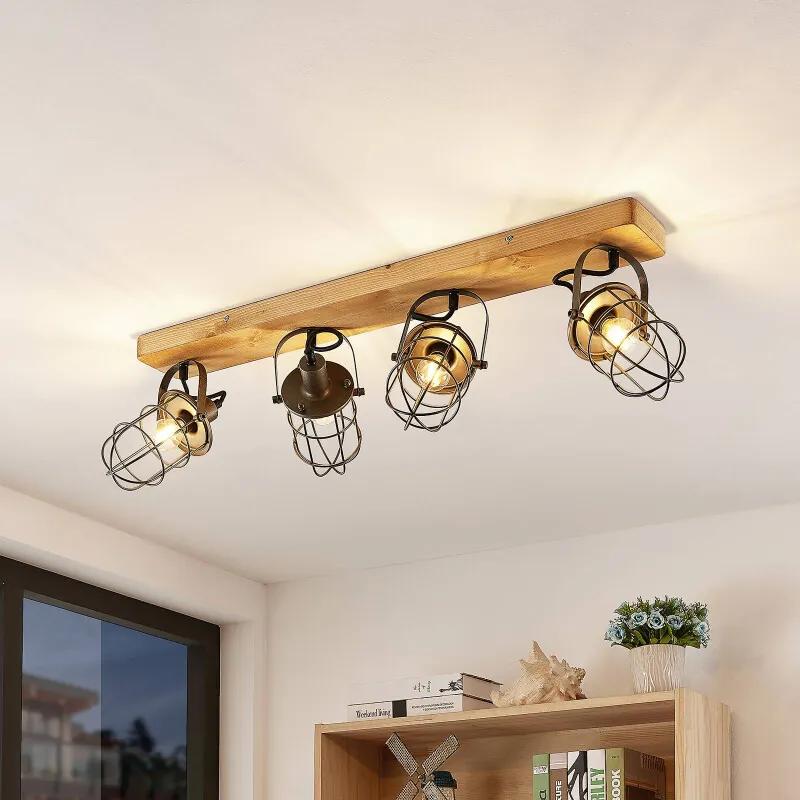 Serima wandlamp met hout, 4-lamps - lampen-24