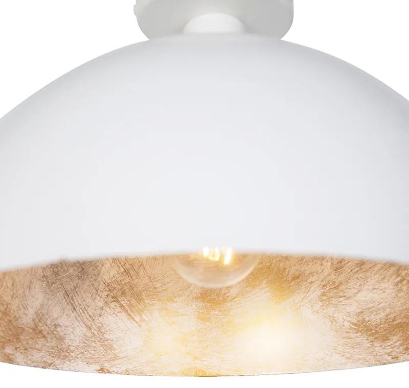 Industriële plafondlamp wit met goud 35 cm - Magna Industriele / Industrie / Industrial E27 rond Binnenverlichting Lamp