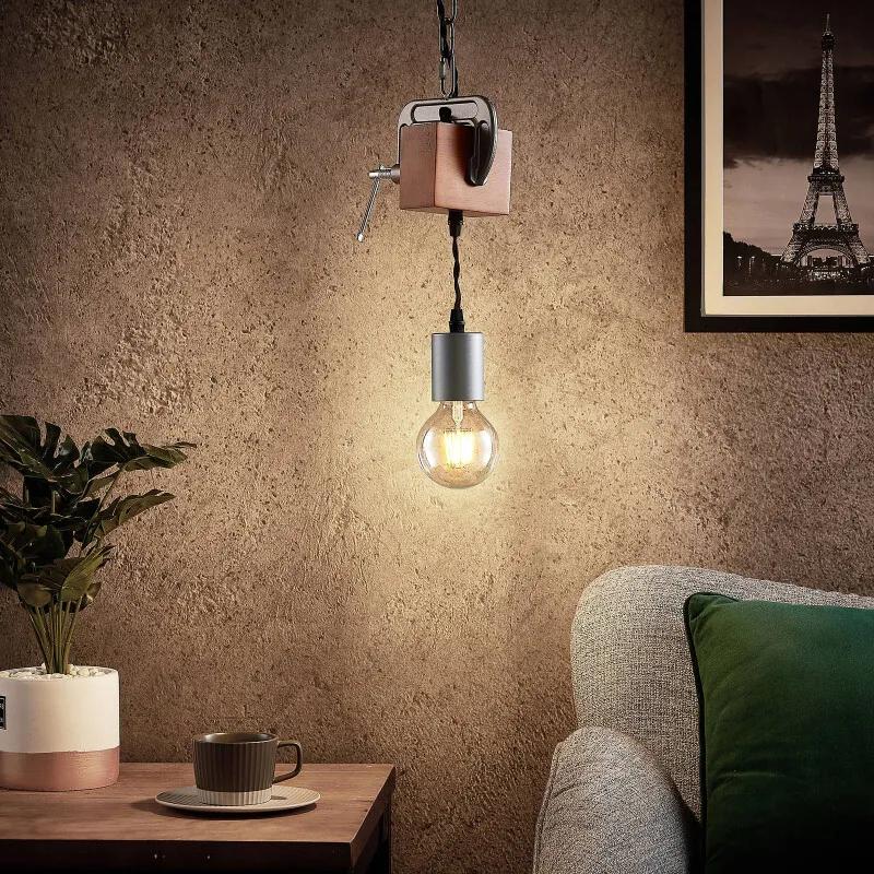Asya hanglamp, 1-lamp, hout, chroom - lampen-24