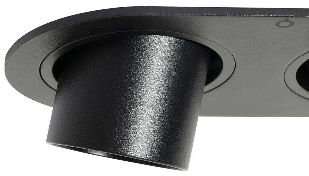 Set van 6 inbouwspots zwart GU10 35mm kantelbaar 2-lichts - Installa Binnenverlichting Lamp