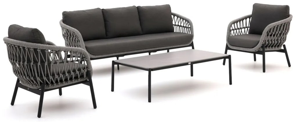 Stoel-bank loungeset Bellagio  | 5 personen | Loungeset Grijs | Aluminium | Kees Smit Tuinmeubelen