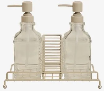 Dubbele Zeepdispenser Voor De Keuken Van Ijzer En Glas Darcei Tapioca Beige - Sklum