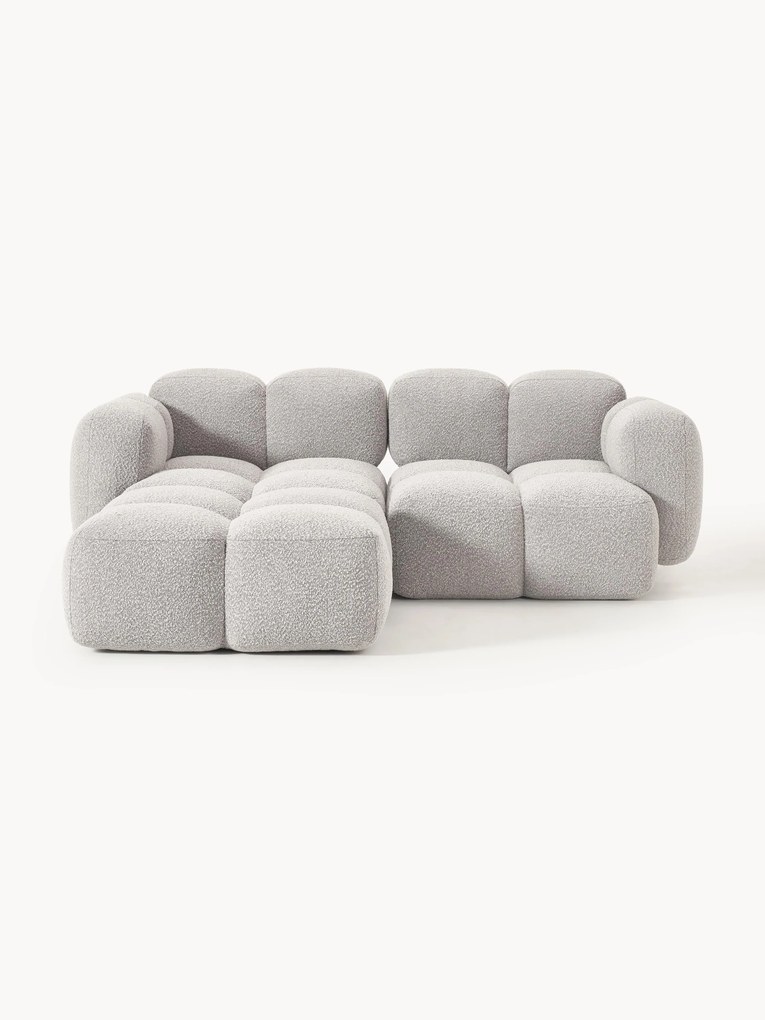 Modulaire bank Tayla (2-zits) van bouclé met ottomane (links/rechts)