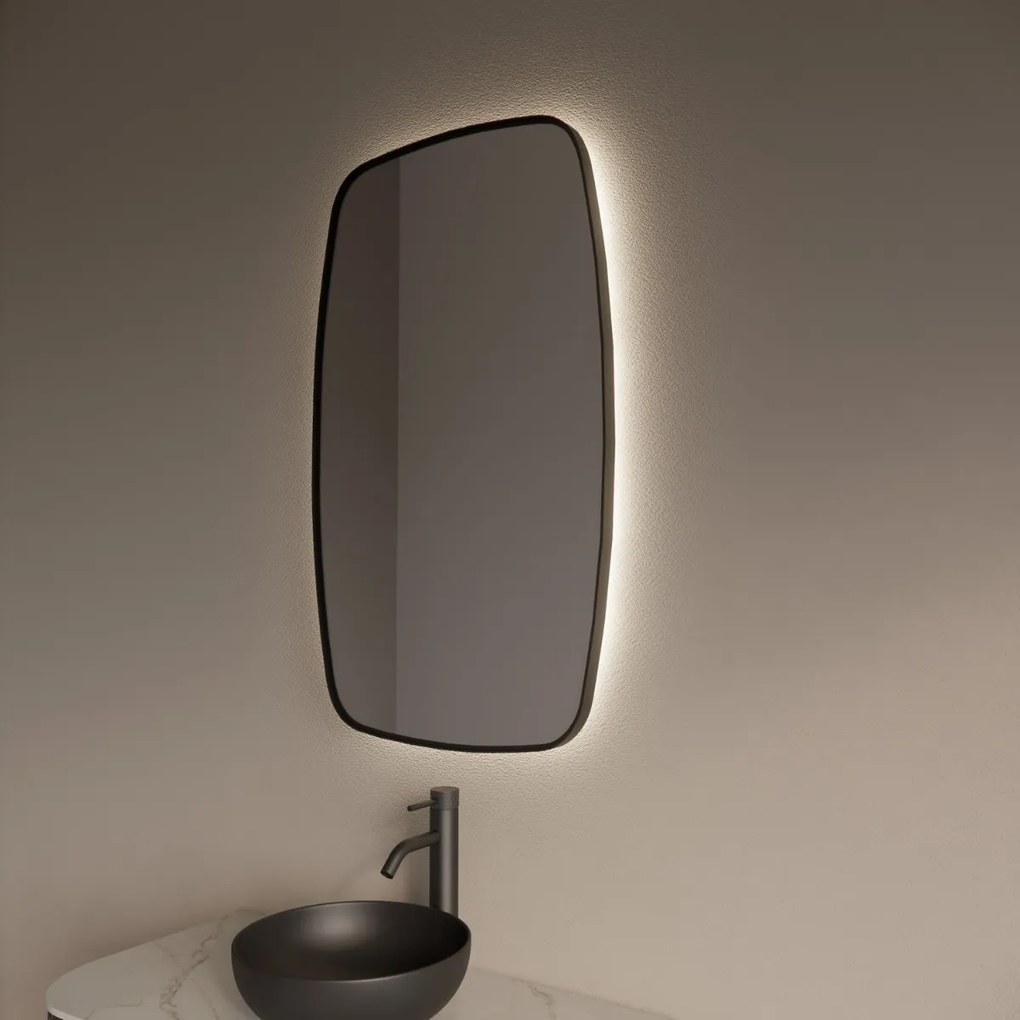 Gliss Design Epos spiegel met LED-verlichting 60x100cm verticaal mat zwart
