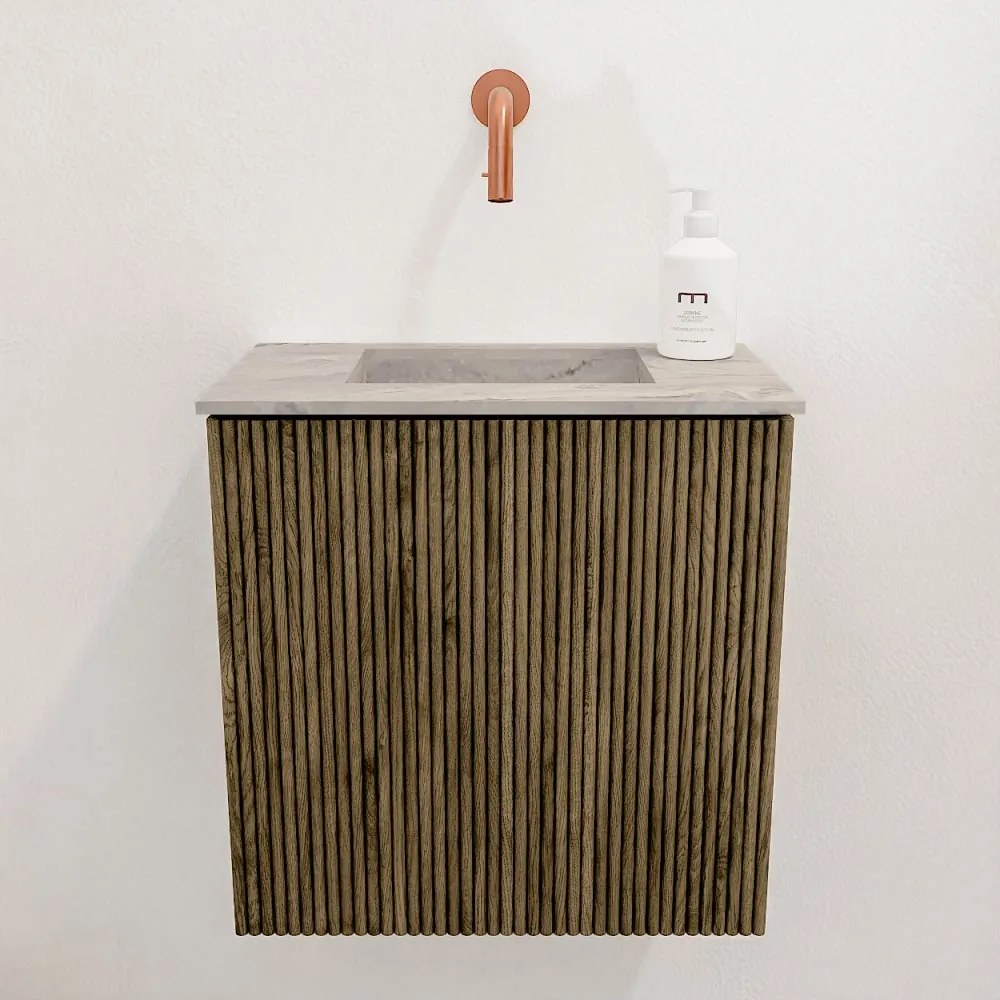 Mondiaz Joya DLux 40cm toiletmeubel dusk met wastafel faye midden zonder kraangat glace