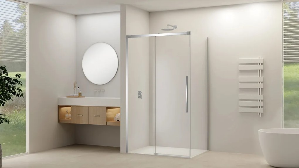 Van Rijn ST09 hoekcabine met helder glas 90x140cm chroom
