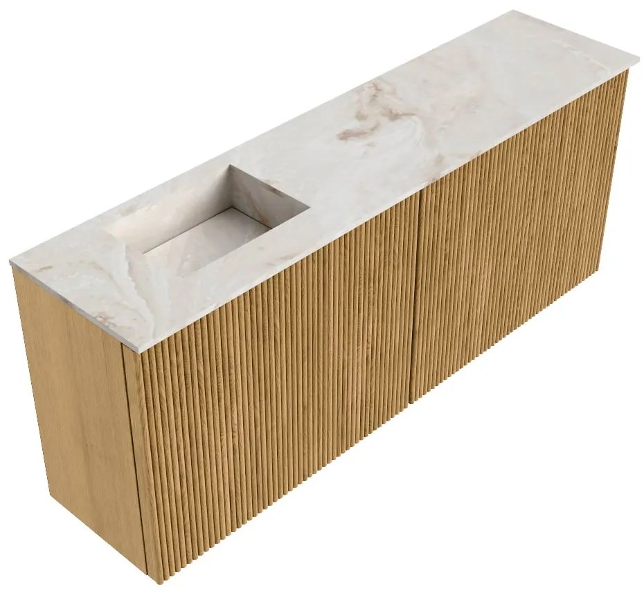 Mondiaz Joya DLux 100cm toiletmeubel oak met wastafel faye links zonder kraangat frappe