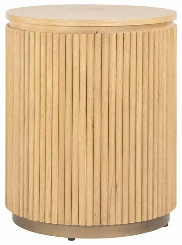 Richmond Interiors Belfort Ronde Bijzettafel Eiken Met Ribbels - 50 X 50cm.