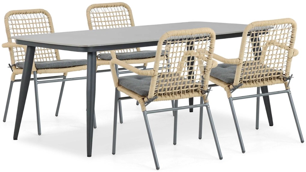 Tuinset 4 personen 180 cm Aluminium/rope Taupe Lifestyle Garden Furniture Catalone/Vienna