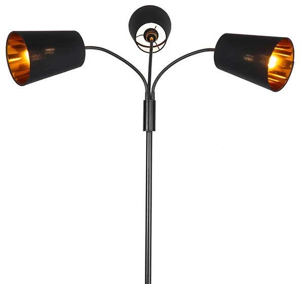 Moderne vloerlamp zwart 3-lichts - Carmen