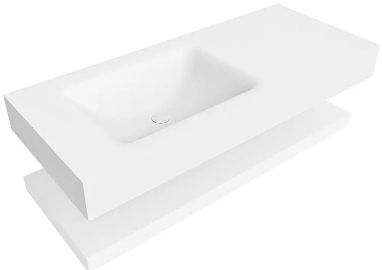 Zaro Alan badmeubel 110cm met planchet talc en vrijhangende wastafel cloud links zonder kraangat talc