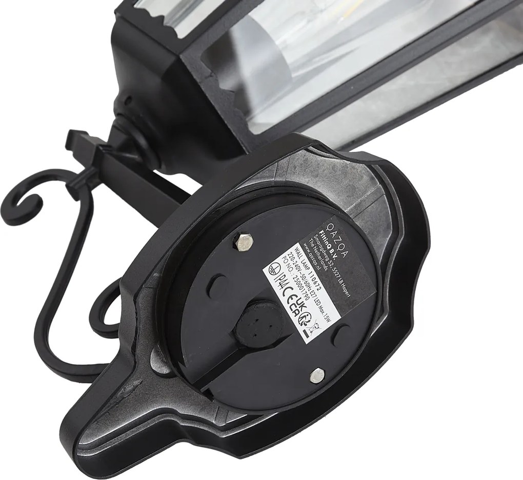 Klassieke wandlamp zwart met koper IP44 - Havana