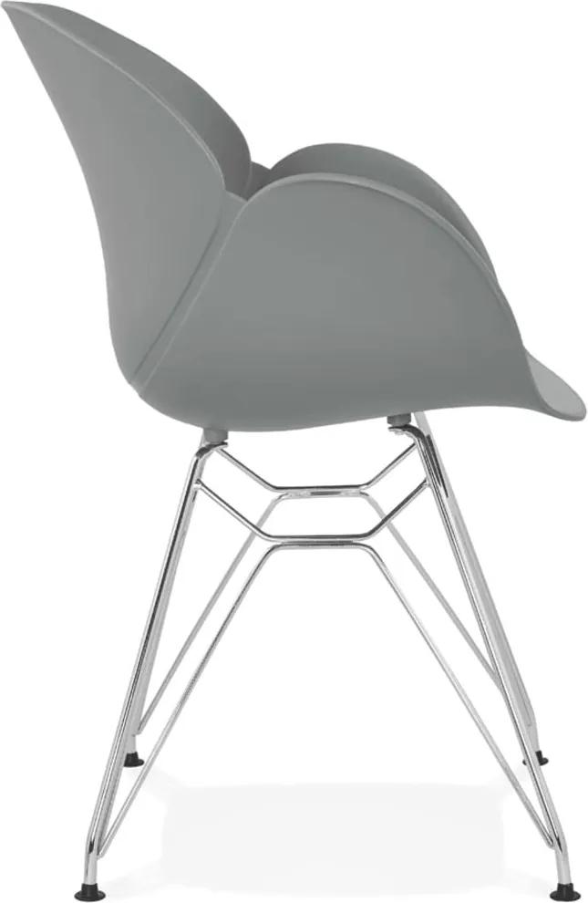 Moderne stoel 'UNAMI' van grijs kunststof met verchroomd metalen