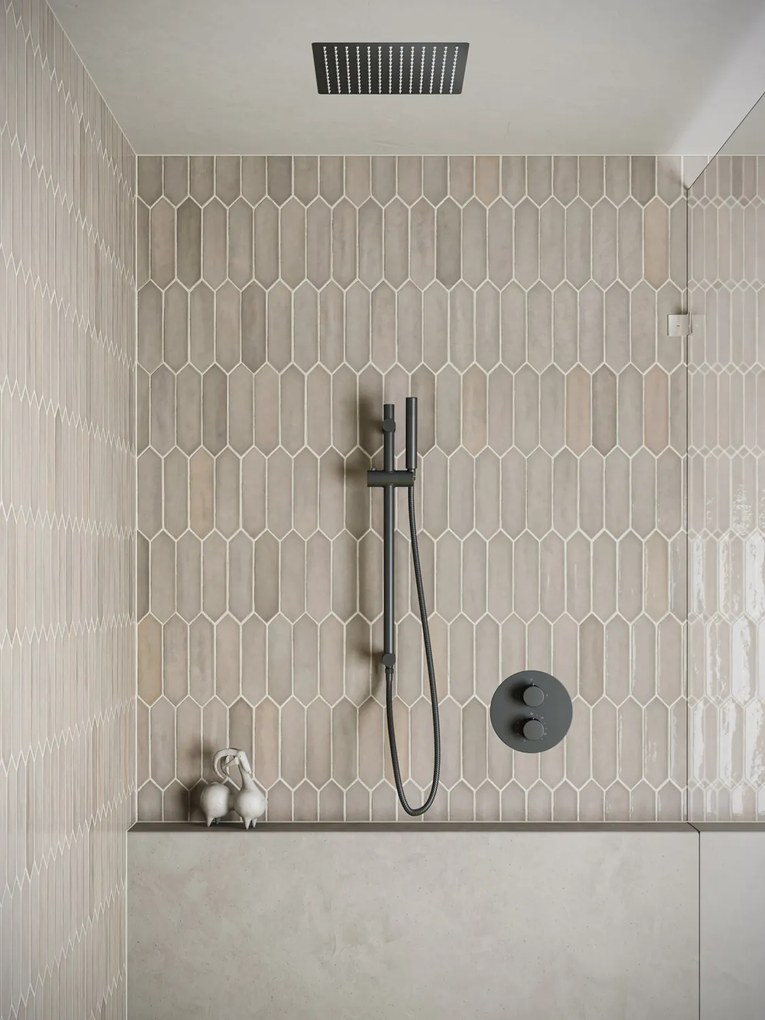 Saniclear Cube inbouw regendouche rond met inbouw douchekop 30x30cm, glijstang en staafhanddouche zwart mat