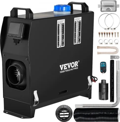 VEVOR 8 kW 12 V draagbare dieselkachel voor kamperen en thuisgebruik: merkbare warmte in 10 minuten, LCD-display en afstandsbediening tot 30 m, temperatuurinstelling 8–36 °C en timer