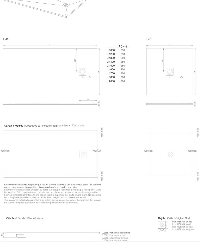 Resigres Zero douchebak 120x90cm zwart mat composiet