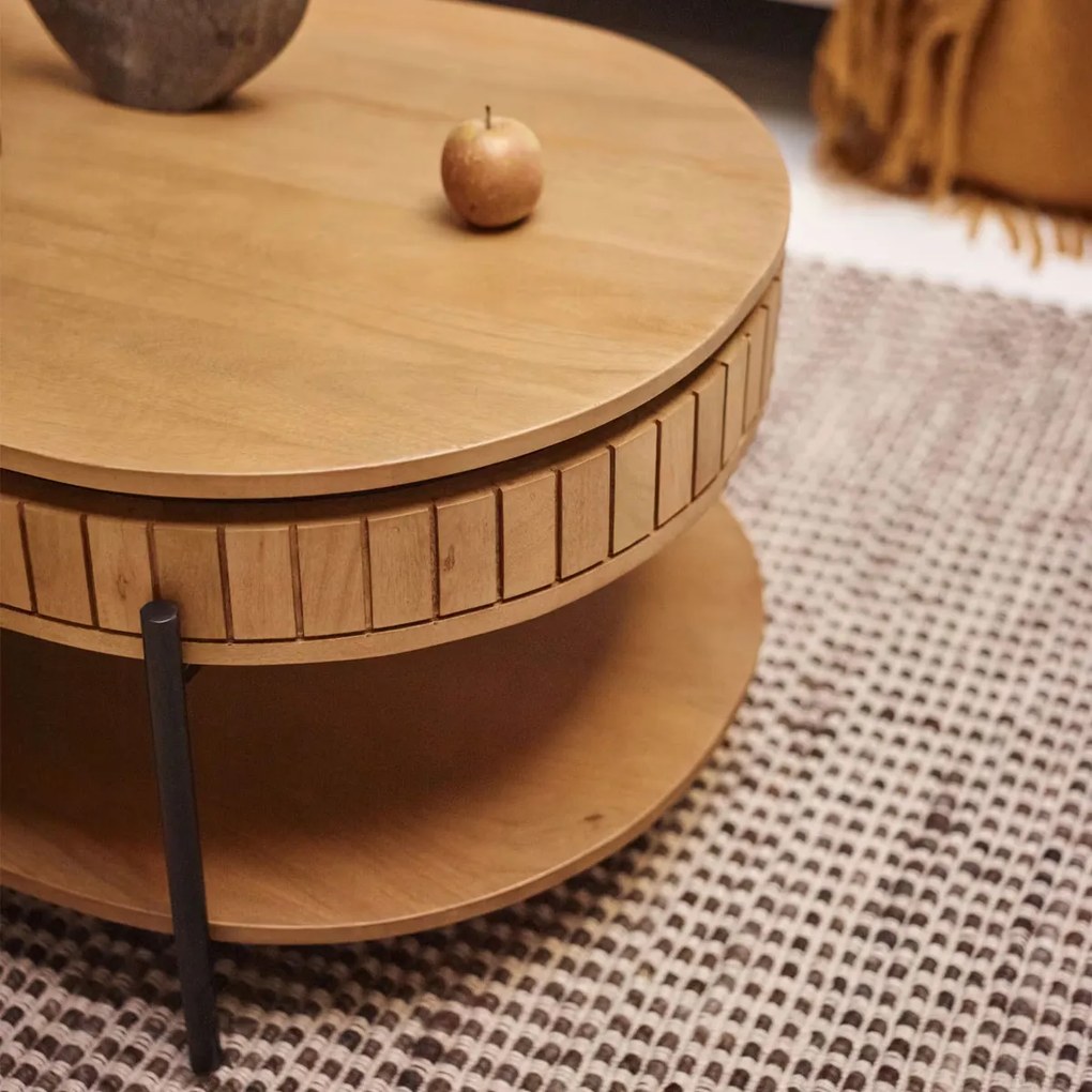 Kave Home Licia Salontafel Met Lade Massief Acacia Hout - 65 X 130cm.