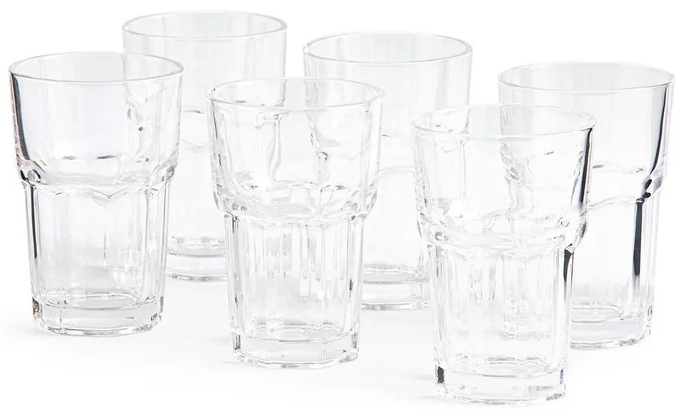 Set van 6 waterbekers in gefacetteerd glas , Faceta
