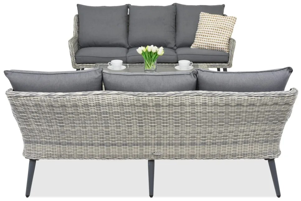 Garden Point Bilbao Coffee tuinmeubelen met kleine tafel voor 6 personen wit