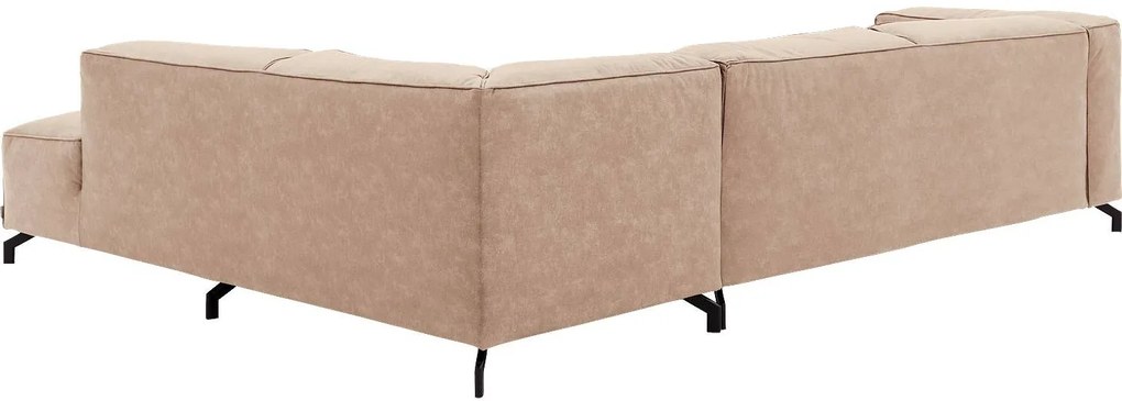 Goossens Bank Calvin beige, micro leer, 3,5-zits, modern design met ligelement rechts