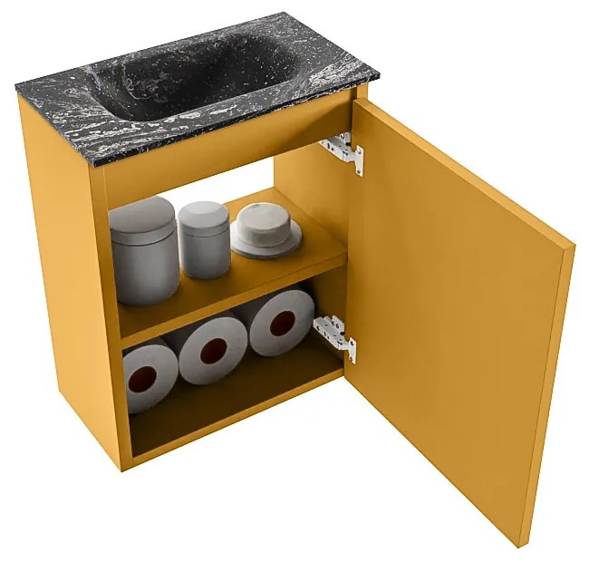 Mondiaz Ture DLux toiletmeubel 40cm ocher met wastafel lava midden zonder kraangat