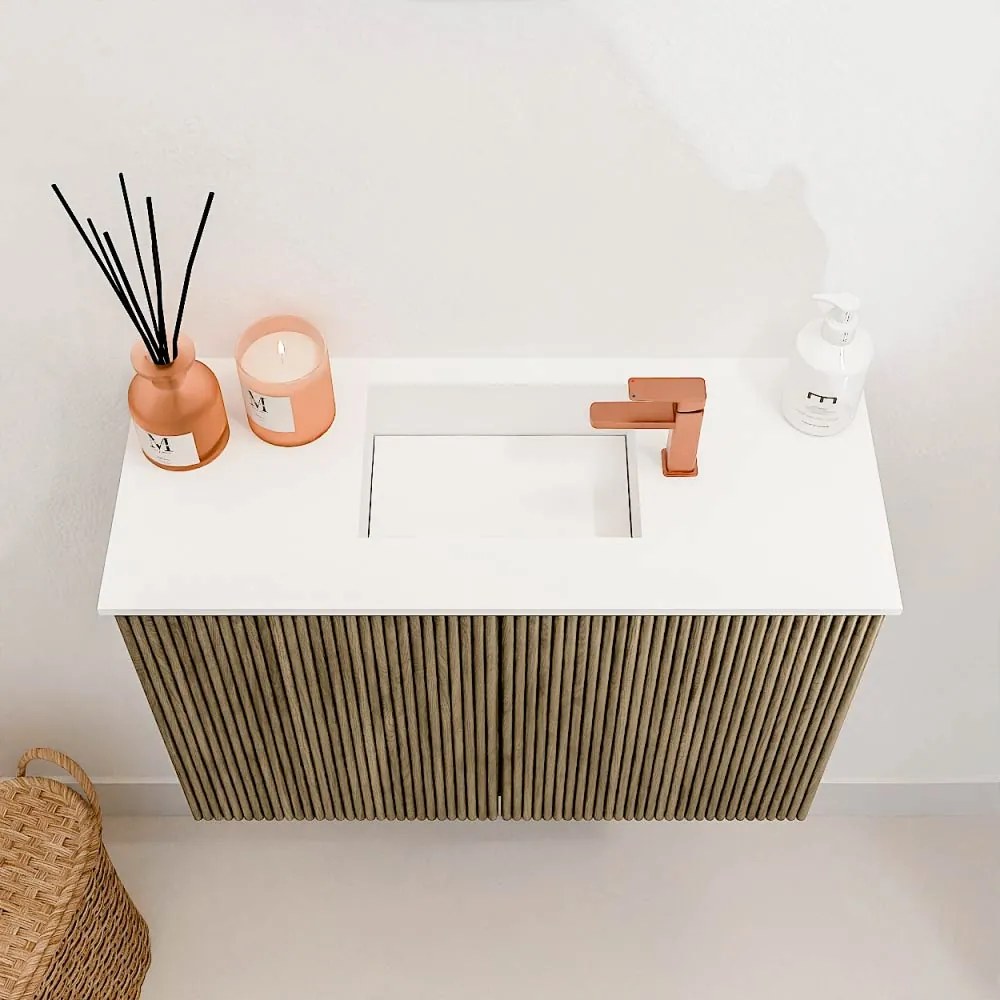 Mondiaz Joya 60cm toiletmeubel dusk met wastafel faye midden 1 kraangat talc