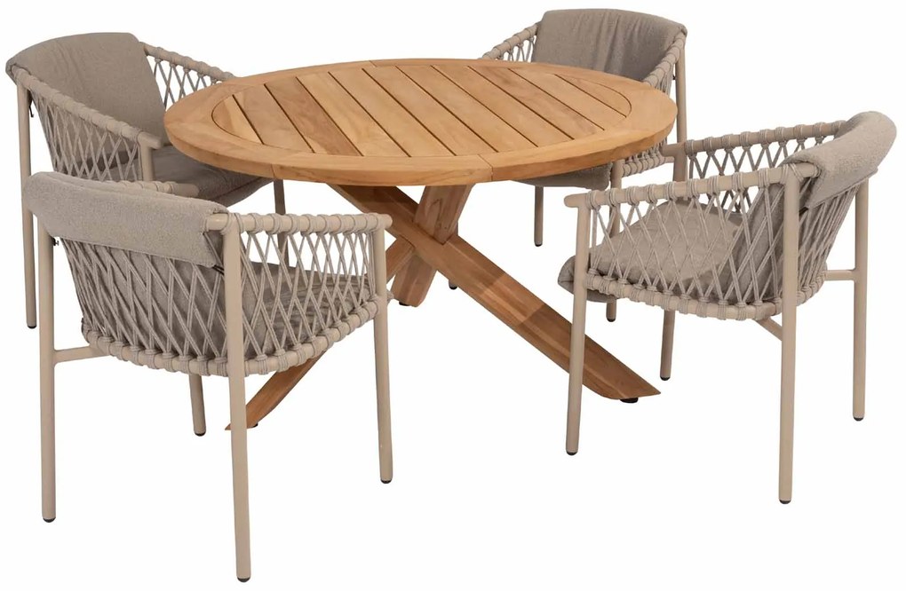 4 Seasons Outdoor Allora dining chair latte  Tuinstoel    taupe weerbestendig