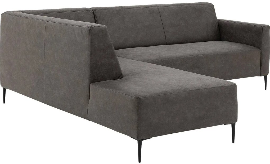 Goossens Key West antraciet, micro leer, 2,5-zits, modern design met ligelement links