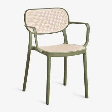 Stapelbare Set Van 2 Eetkamerstoelen Met Armleuningen Van Polypropyleen Omara Groen – Intens Olijf - Sklum