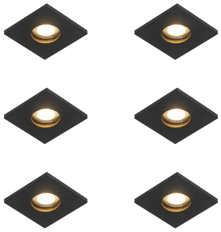 Set van 6 Moderne badkamer inbouwspot zwart - Doku GU10 IP54 Lamp