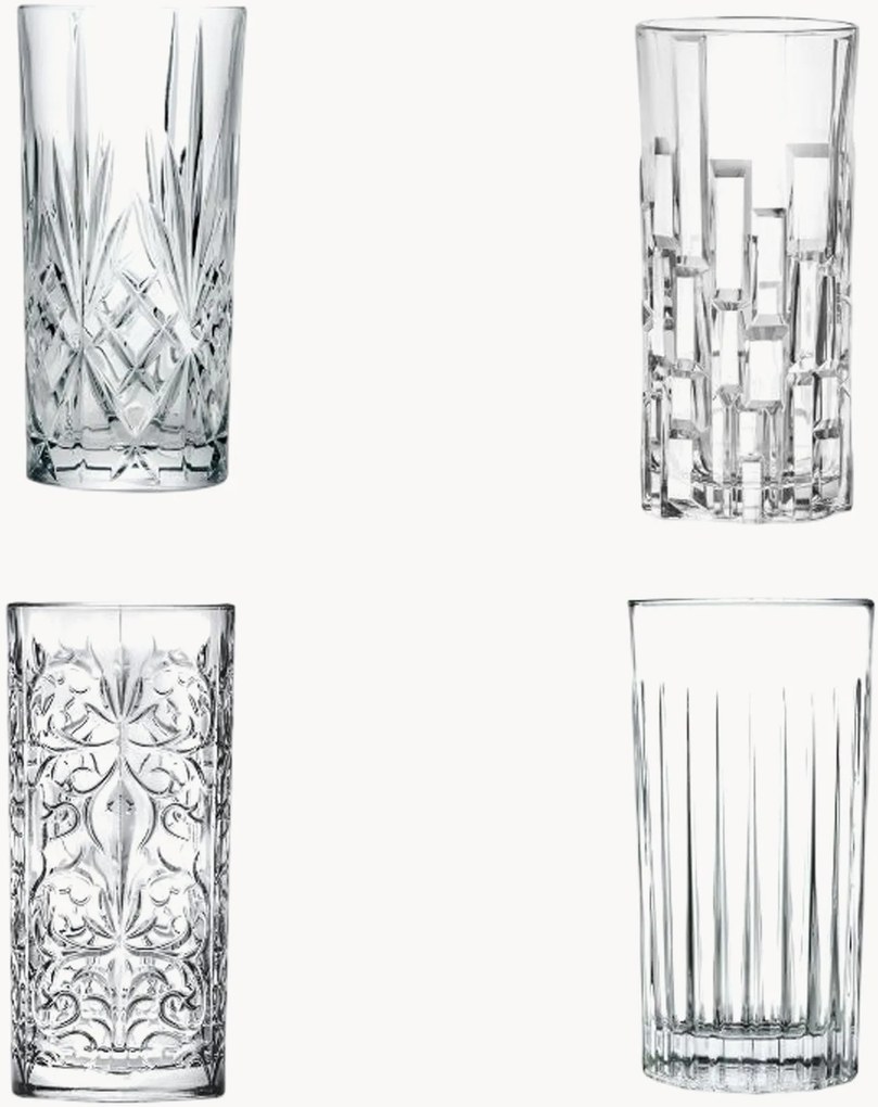 Kristallen longdrinkglazen Mixology, 4-delig