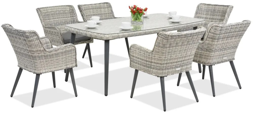Exclusieve dining tuinset van kunststof rotan Córdoba voor 6 personen Garden Point wit