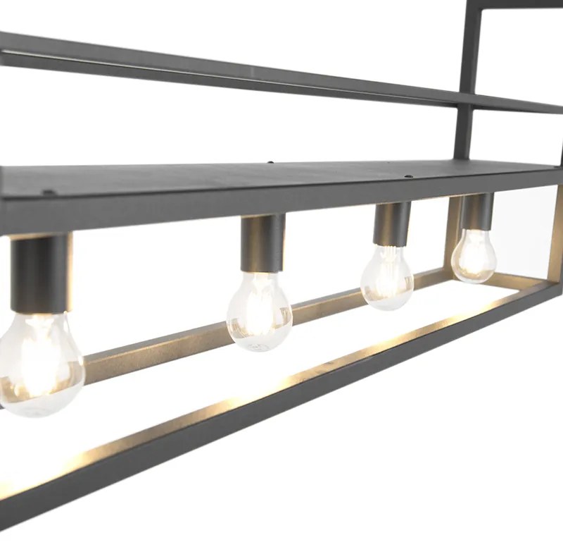 Eettafel / Eetkamer Smart hanglamp met dimmer zwart incl. WiFi A60 - Cage Rack Modern E27 Binnenverlichting Lamp